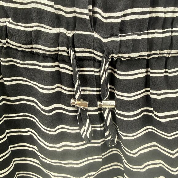 ALC Silk Striped Christopher drawstring dress black white Size 2 - Picture 6 of 14